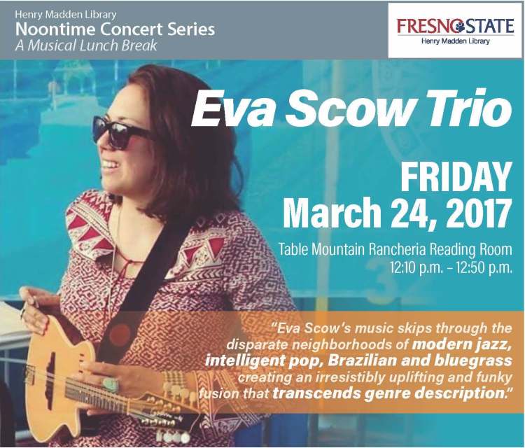 Flyer for Eva Scow Trio Noontime Concert