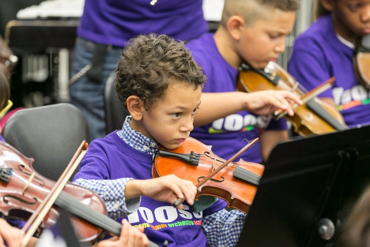 Little boy plays violin