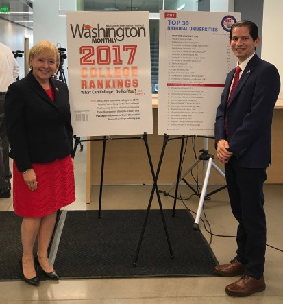 Provost Lynnette Zelezny and Arts and Humanities Dean Saúl Jiménez-Sandoval.