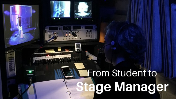 Samantha Watson working backstage as a stage manager