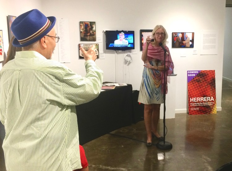 Associate Dean Honora Chapman (right) toasts Juan Felipe Herrera