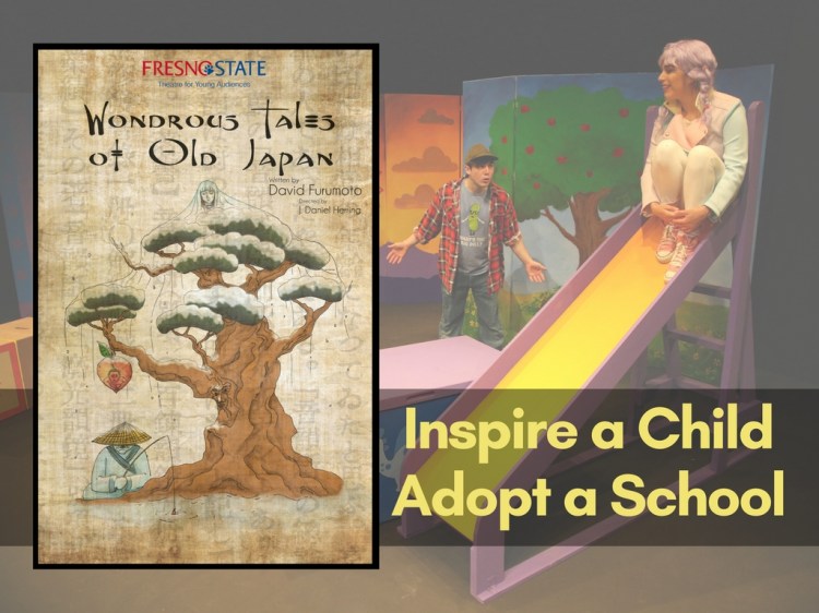 Promo image for Theatre for Young Audiences - shows poster for this year's play with image in the background of a previous production