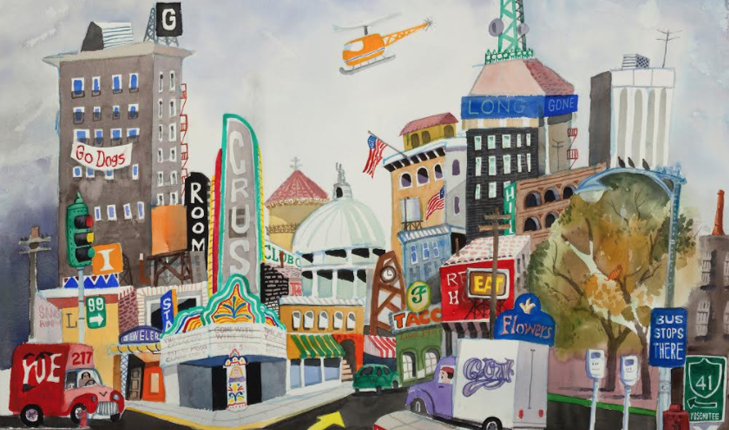 Cityscape painting by Corky Normart