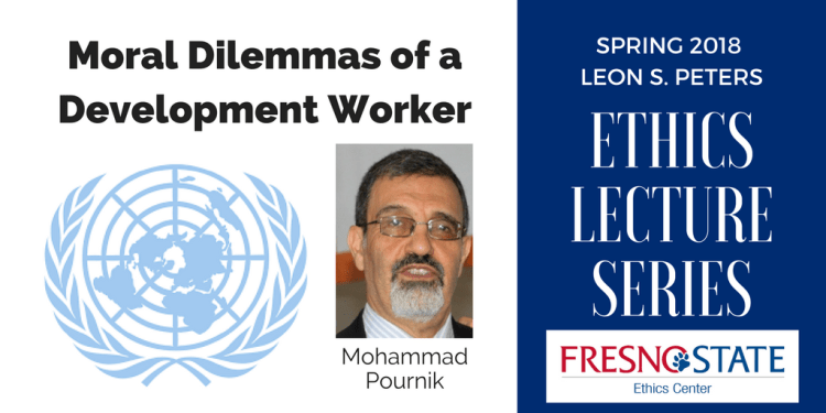 Mohammad Pournik will discuss "Moral Dilemmas of a Development Worker"