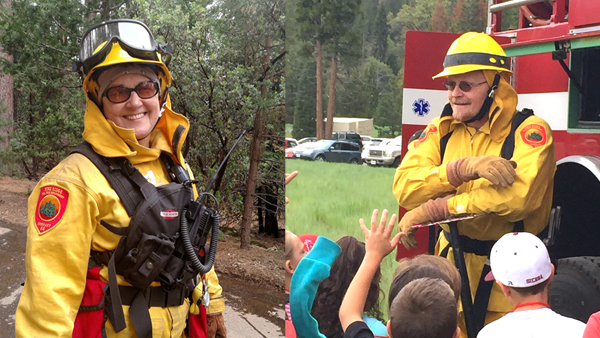 Laurel Hendrix and Howard Hendrix appear in their firefighting gear.