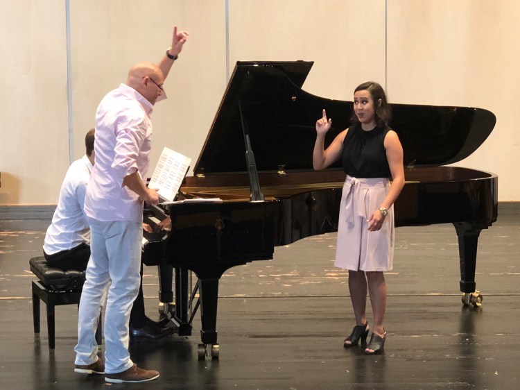 We are having a great time and learning a lot at Summer Arts in Germany! Fresno State Master of Music student Ashley Trembley works with baritone Bo Skovhus at the Musik Hochschule für Musik in Trossingen Germany 8/2/18.