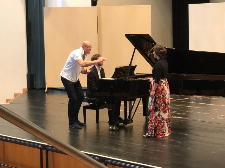 Opera Singer Bo Skovhus works with Soprano and Fresno State Alumna Marielle Petricevich (M.M ‘15) in Trossingen Germany. 8/1/18