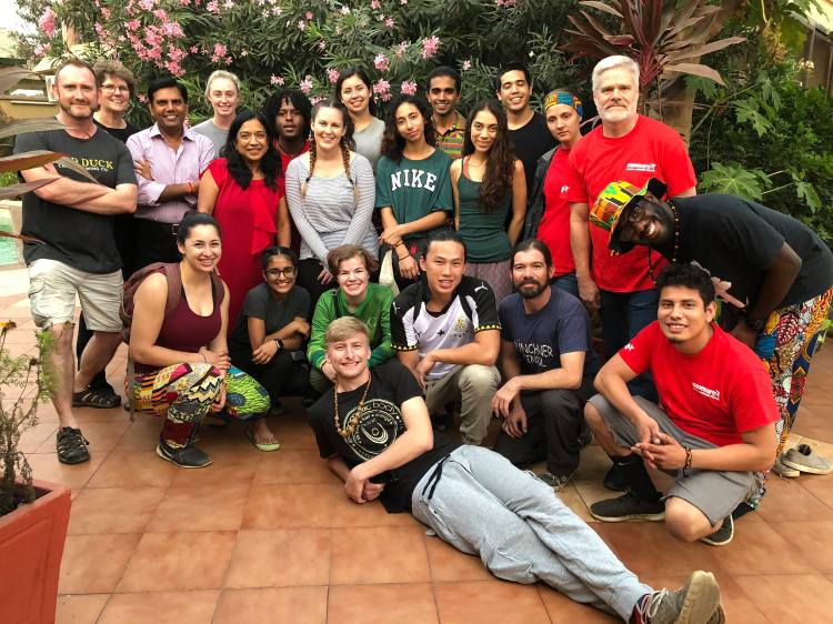 Fresno State students and faculty pose for a group photo in Ghana.