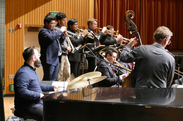 Guest artists Colin Stranahan on the drums and Doug Weiss on the bass join the Fresno State Jazz Orchestra