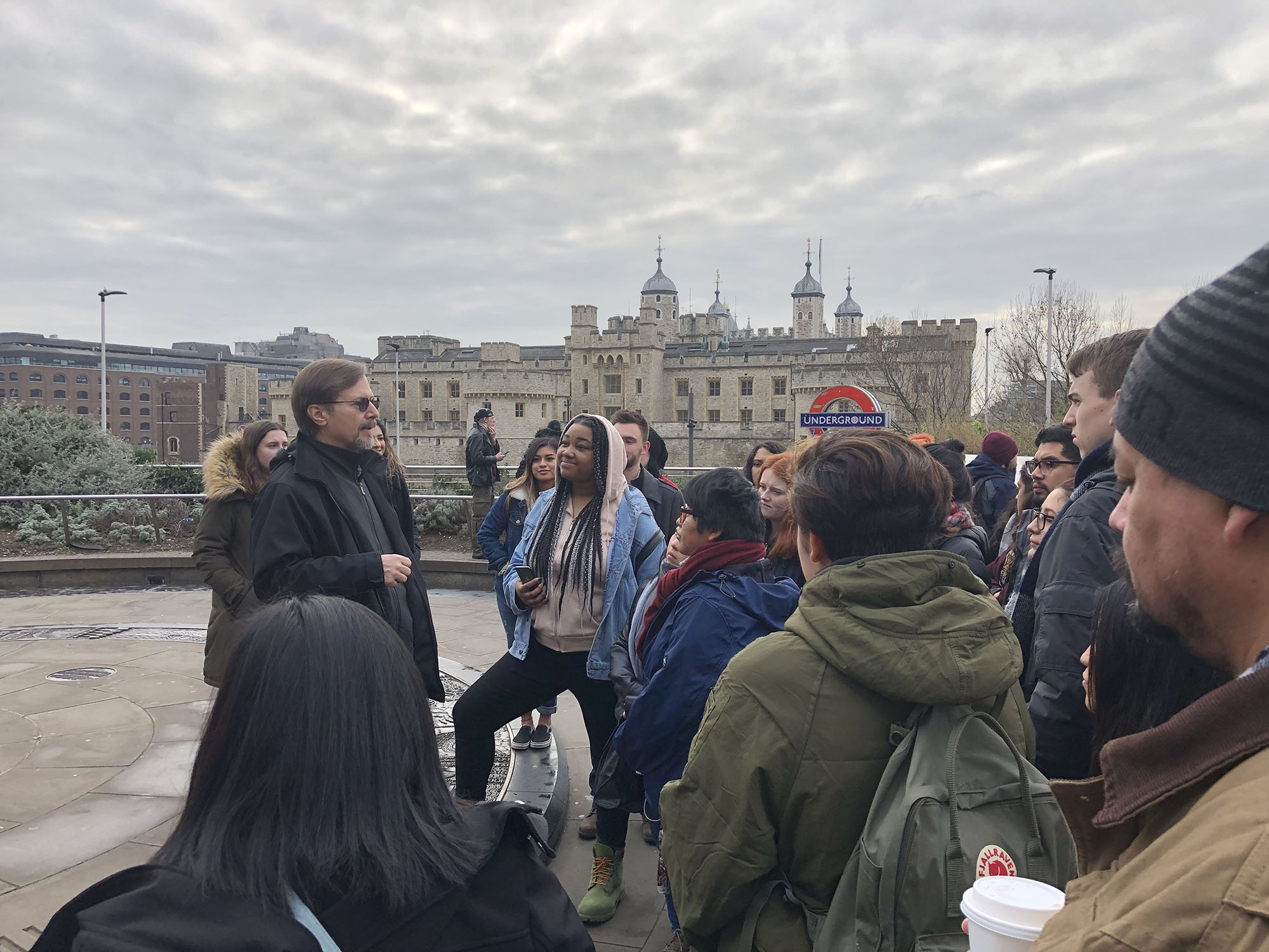 Dr Maldonado speaks to the class about our trip to the Tower of London
