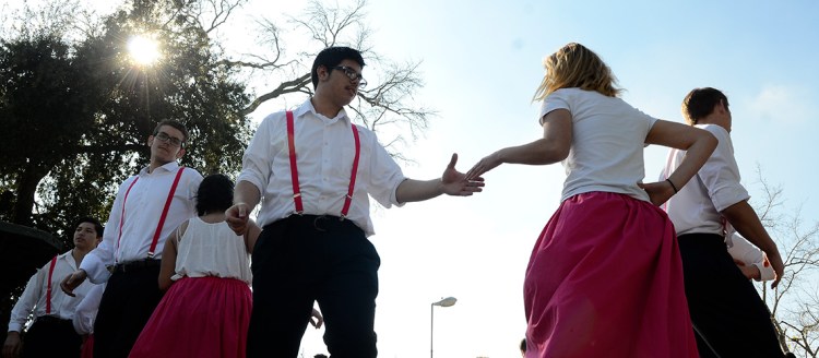 Traditional Portuguese dancing during Tulare Union High School visit in 2017
