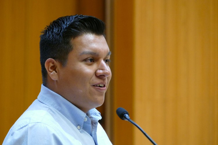 Mario Arias Esquivel speaks during Arts in Motion.