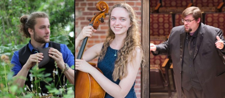 Nathaniel Mauldin, graduate composition student; Emma Hill, and Joseph Cargill