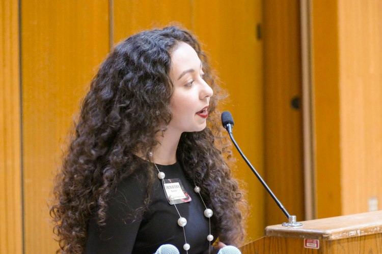 Primavera Leal Martinez speaks during the 2019 Arts in Motion event.