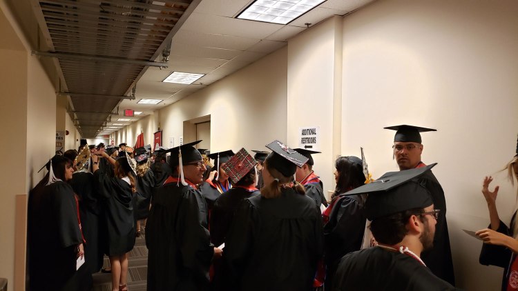 Students line up for CAH Convocation.