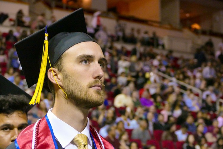 College of Arts and Humanities students enter the Save Mart Center.