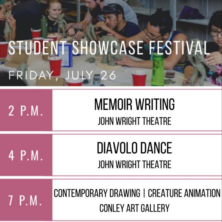 Summer Arts Student Showcase, Friday, July 26 events