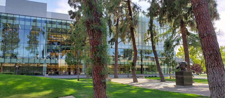 Gandhi's bust in the Peace Garden at Fresno State.