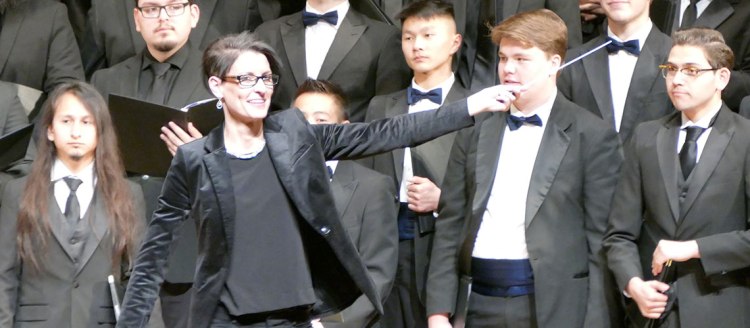 Dr. Cari Earnhart directs her choir