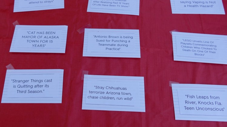 Table of the Press has flashcards with headlines