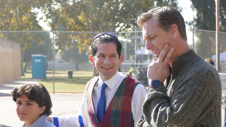 Dr. Saúl Jiménez-Sandoval, Fresno State provost and vice president for Academic Affairs and Adam Longatti, Fresno State instructor of painting and drawing.