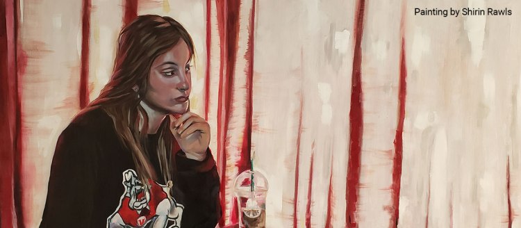 Painting "Thinking out loud" by Fresno State student Shirin Rawls