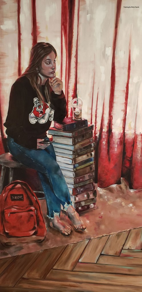 Painting "Thinking out loud" by Fresno State student Shirin Rawls