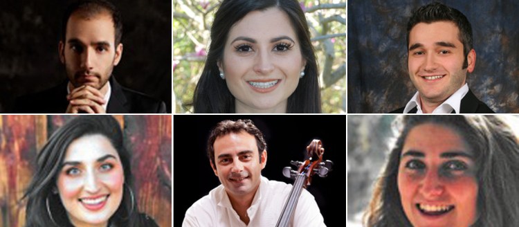 Top (left to right): Dr. Michael Krikorian, Lauren Movsesian, Armen Derkevorkian. Bottom (left to right): Colette Compton, Garik Terzian, Clarise Compton.