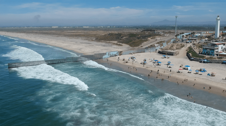 An aerial view of the Playas de Tijuana Mural Project