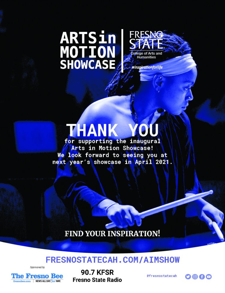 THANK YOU for supporting the inaugural Arts in Motion Showcase! We look forward to seeing you at next year’s showcase in April 2021.