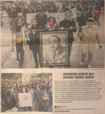 Fresno MLK march n the front page of the Fresno Bee on Feb. 21, 2020.