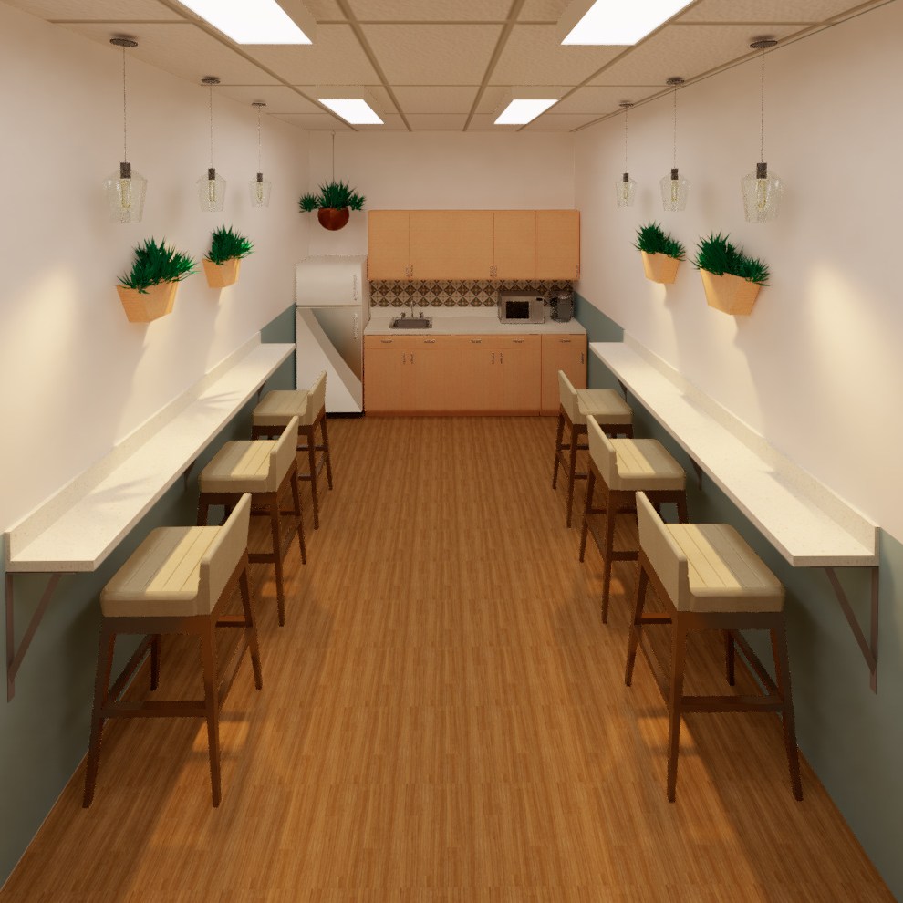A breakroom rendering of Centro de Justicia