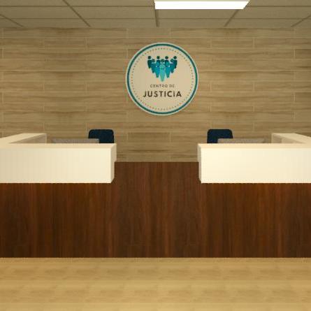 The reception area rendering of Centro de Justicia