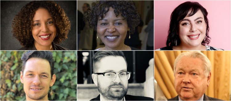 Central Valley Journalists of Color steering committee members Dr. Kathleen Schock, Dr. Dympna Ugwu-Oju, Kody Stoebig, Tim Haydock, Dr. Bradley Hart and Jim Boren.