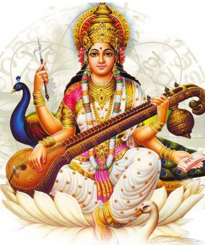 Hindu Goddess Saraswati calendar art