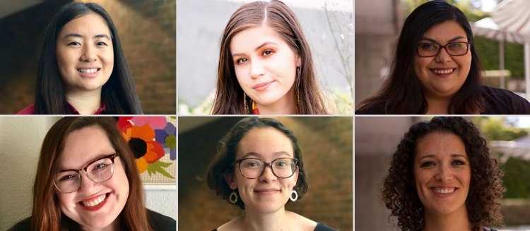 MFA Creative Writing students (top left to right) Jer Xiong, Delaney R. Whitebird Olmo, Carolina Mata, (Bottom left to right) Amber L. Carpenter, Mariah Bosch and Karissa Ellison.
