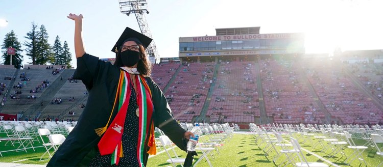 Graduate waves in Bulldog Stadium