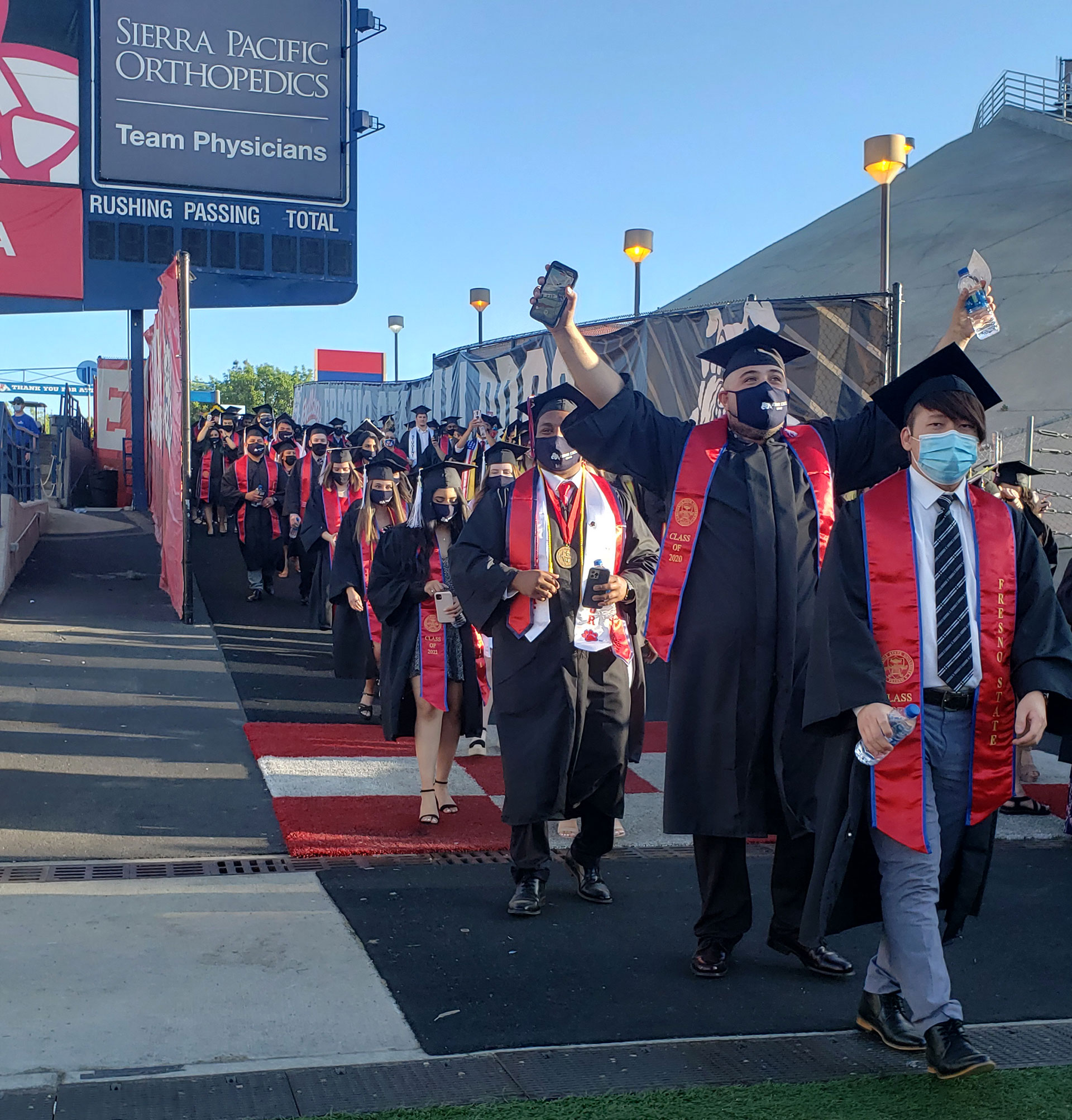 The procession begins.