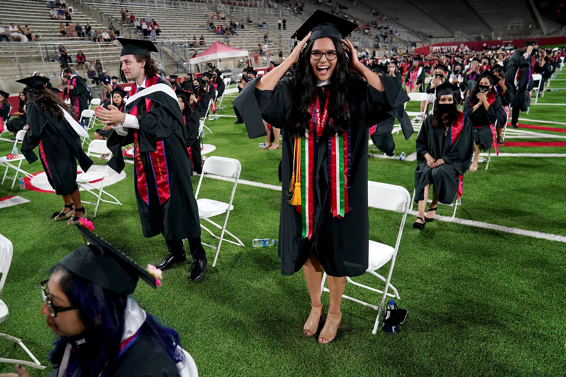Graduate Victoria Cisneros during commencement. Photo by Cary Edmondson