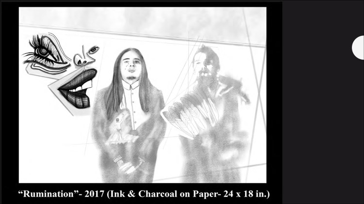 "Rumnation" 2017 (ink and charcoal on paper - 24x18 in.)