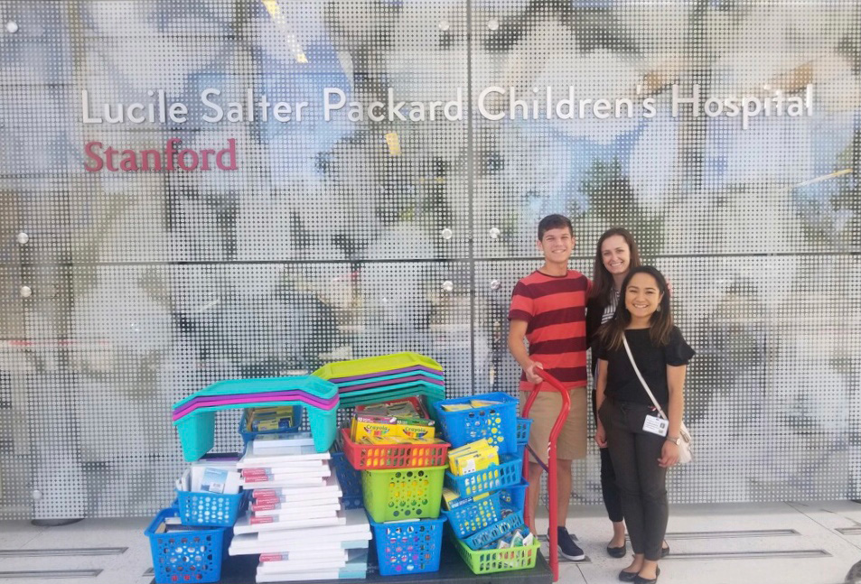 Lucca Lorenzi donates art supplies to Lucile Salter Packard Children's Hospital.