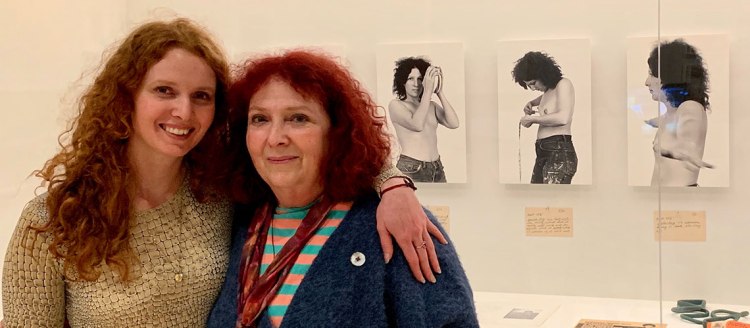 Nancy Youdelman (right) with her daughter (left) at the SFMOMA installation.