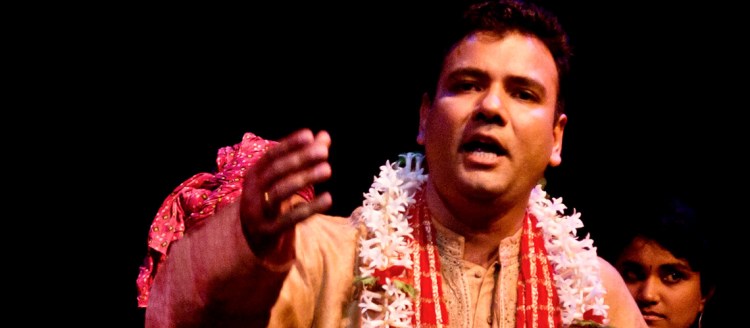 Dr. Devendra Sharma in a traditional nautanki performance
