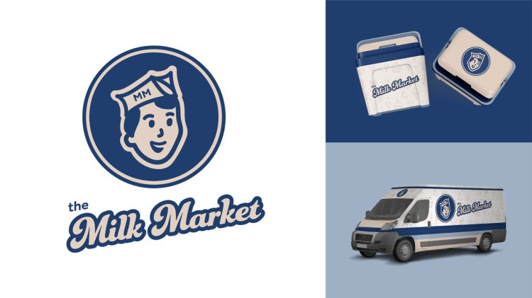 The Milk Market campaign with logo on cooler and vehicle wrap by Lizette Ceja.