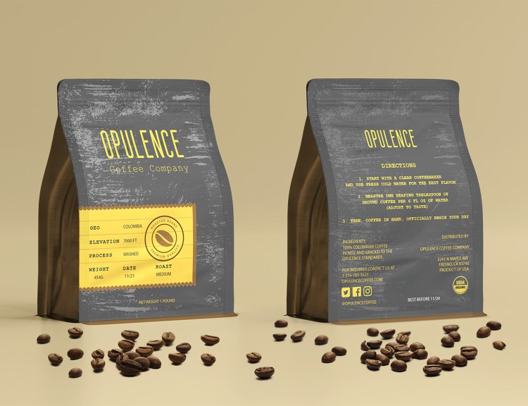 Opulence Coffe Company coffee bags by Jose Garcia.