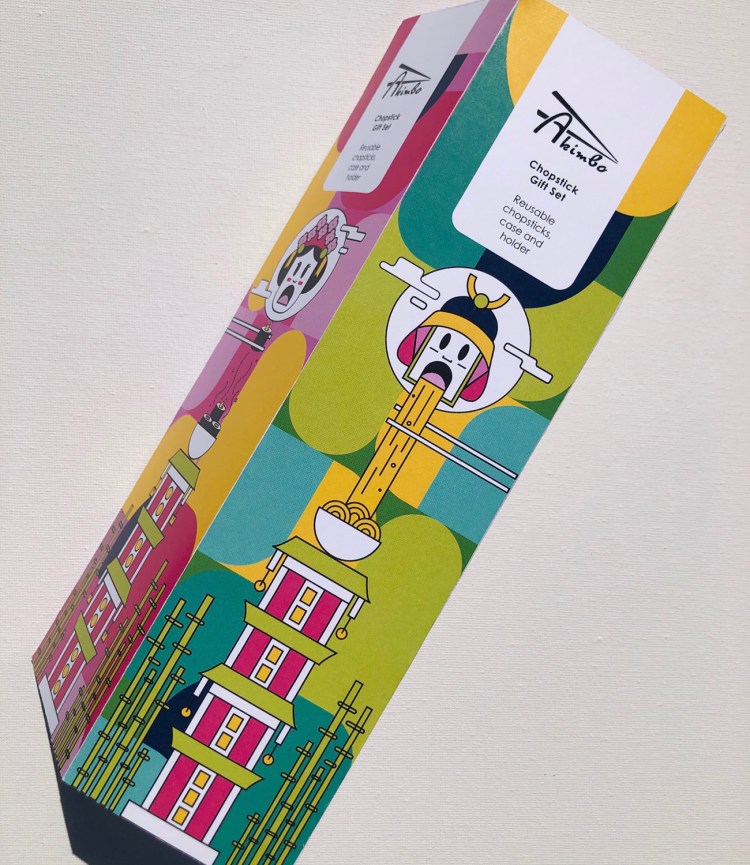 Akimbo Chopsticks box packaging by Isabella Gonzalez.