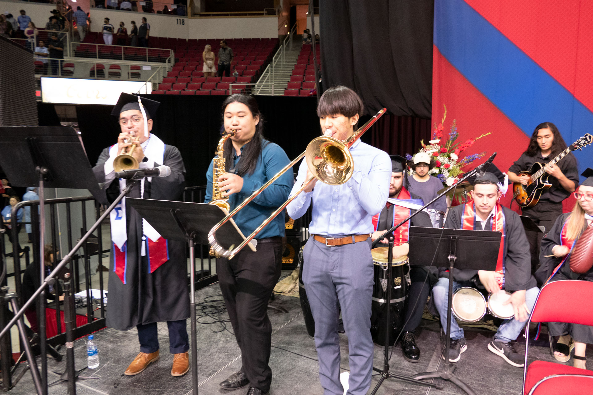Jazz Ensemble performs as commencement draws to a close.
