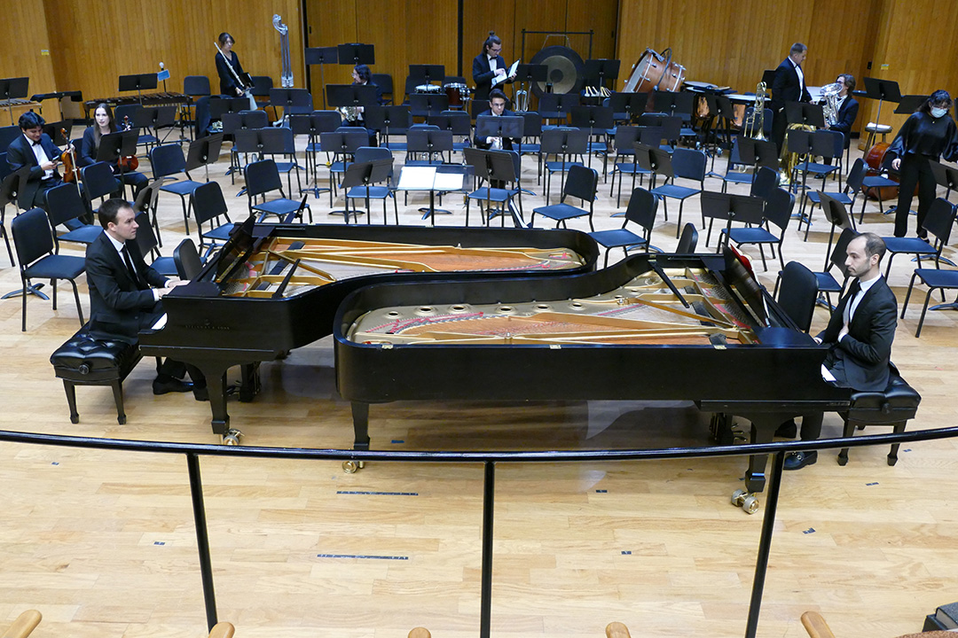 Dr. Michael Krikorian and Dr. Peter Klimo practicing for their concert.