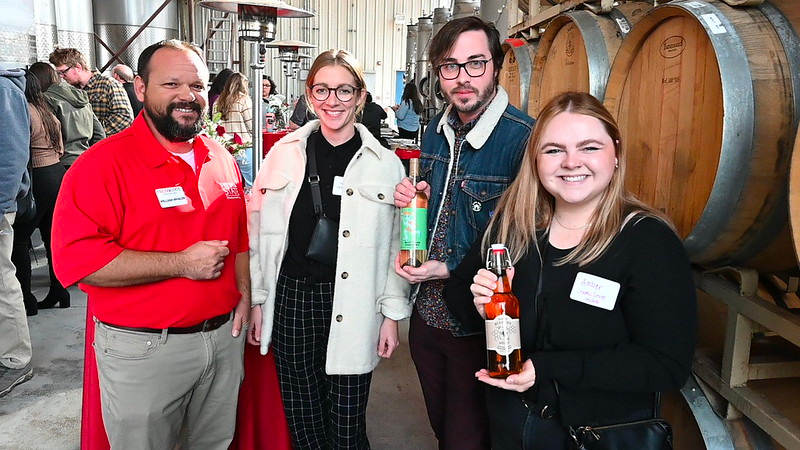 From left to right, William Whalen, Virginia Patterson, with students Finch and Amber