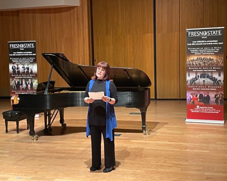 Sharon reciting her poem.